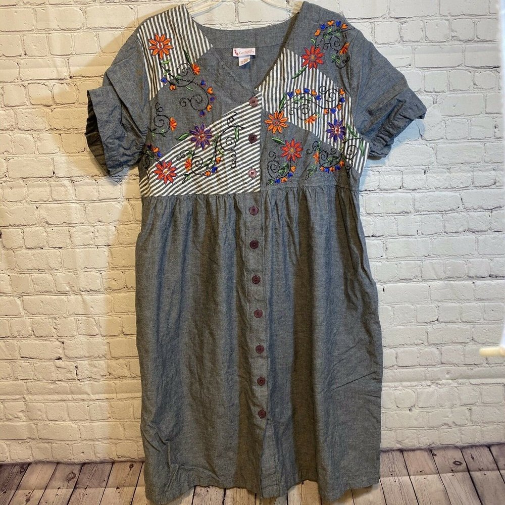 Go Softly Patio Dress Size XL Embroidered Mumu